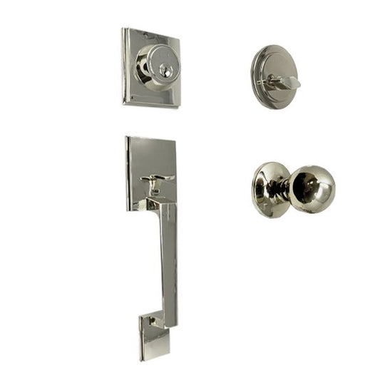 Premium Square "Montana" Style Design Handleset - Entrance - KW1/SC1 Keyway - Bright Chrome - Grade 3 - UHS Hardware