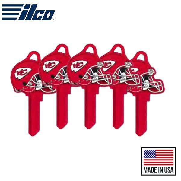 ILCO - NFL TeamKeys - Helmet Edition - Key Blank - Kansas City Chiefs - KW1 (5 Pack) - UHS Hardware