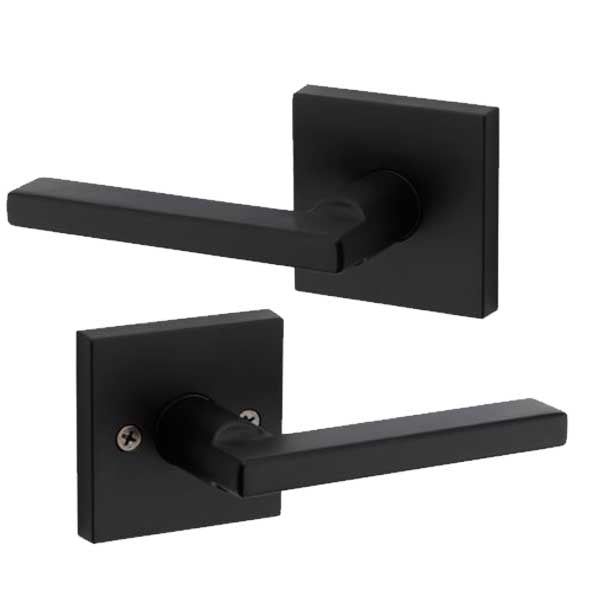 Kwikset - 154HFL - Halifax Passage Lever - Square Rose - 514 - Matte Black - Grade 2 - UHS Hardware