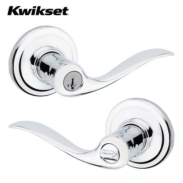 Kwikset - 740TNL - Tustin Lever - Round Rose - Entry - 26 - Polished Chrome - SmartKey Technology - Grade 2 - UHS Hardware