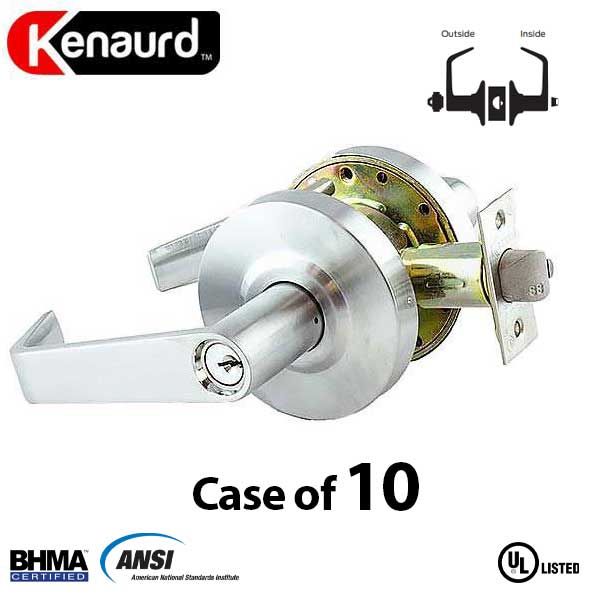 10 x Commercial Lever Handle - 2-3/4” Standard Backset - Satin Chrome - Entrance - Grade 2 - UHS Hardware