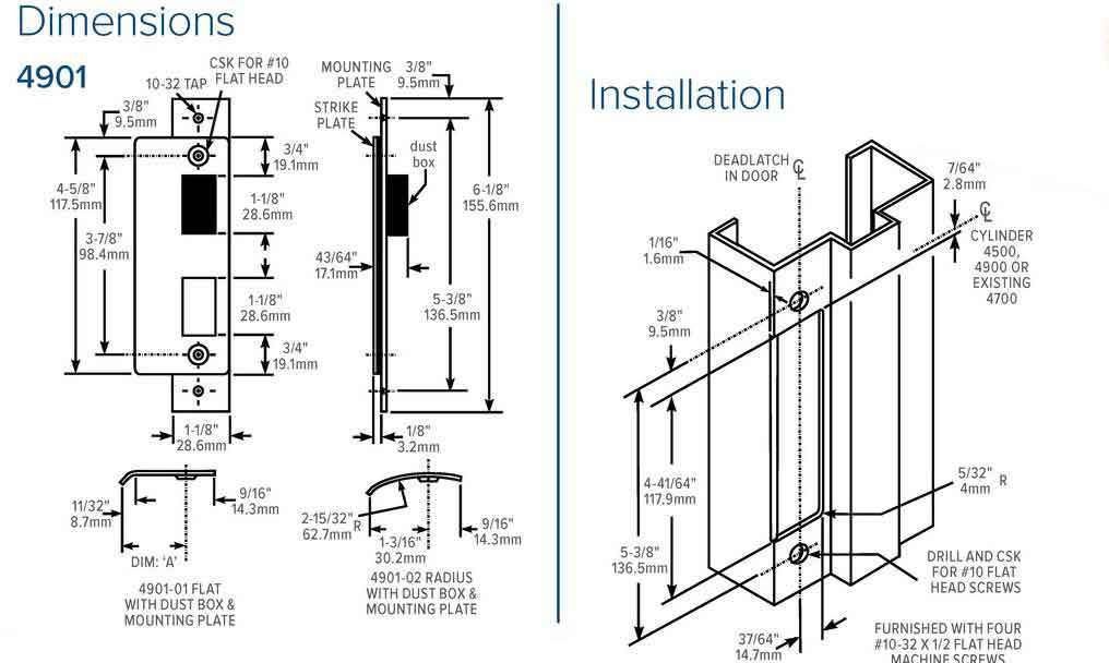 Adams Rite - 4901 - Deadlatch Strike -  Flush Mount Flat Strike - Dark Bronze - UHS Hardware