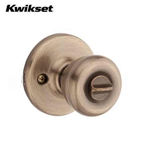 Kwikset - 400T - Tylo Knob  - Round Rose - Entrance - 5 - Antique Brass - SmartKey Technology - Grade 3 - UHS Hardware