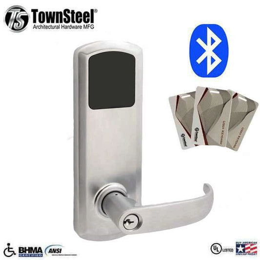 TownSteel - E-Genius 5000 - Interconnected Electronic Touch Keypad Lock - Entry - Bluetooth & RFID - 4" - On Center - Right Handed - Satin Chrome - Grade 1 - UHS Hardware