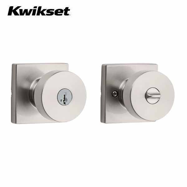 Kwikset - 740 - Pismo Knob - Square Rose - 15 - Satin Nickel - Entrance - SC1 Schlage - SmartKey Technology - Grade AAA - UHS Hardware