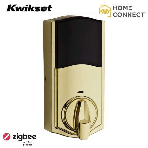 Kwikset - SmartCode 914 - Electronic Traditional Deadbolt w/ Home Connect / Zigbee / SmartKey - L03 - Polished Brass - UHS Hardware