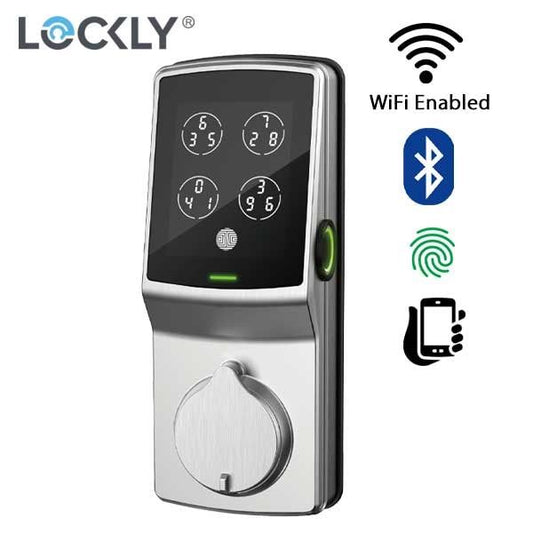 Lockly - PGD728WSN - Secure PRO Biometric Electronic Deadbolt - Fingerprint Reader - Bluetooth - WiFi Hub - Satin Nickel - UHS Hardware