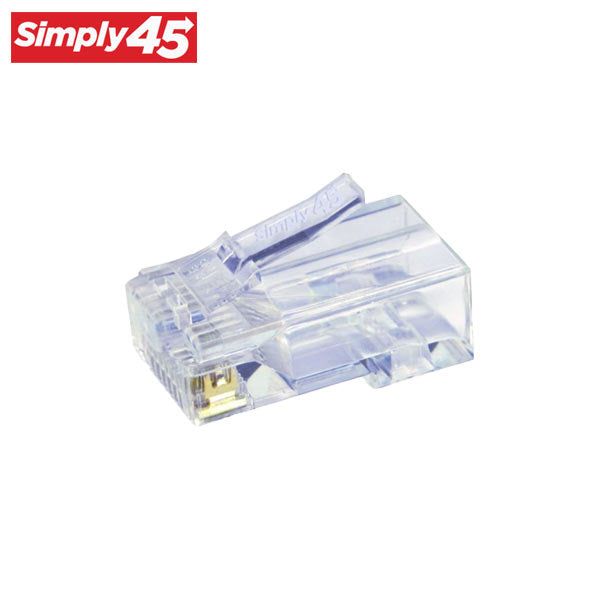 Simply45 - S45-1501 - Unshielded - Pass-Through RJ45 Modular Plugs - Blue Tint - Commercial Rated - for Cat5e UTP Solid / Cat5e/6 Stranded - Clamshell of 50 - UHS Hardware