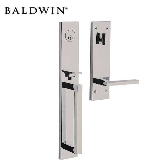 Baldwin Estate Evolved - 85392.LENT - Minneapolis Escutcheon Full Handleset - Singl Cyl - 150 - Satin Nickel - Grade 2 - LH - UHS Hardware
