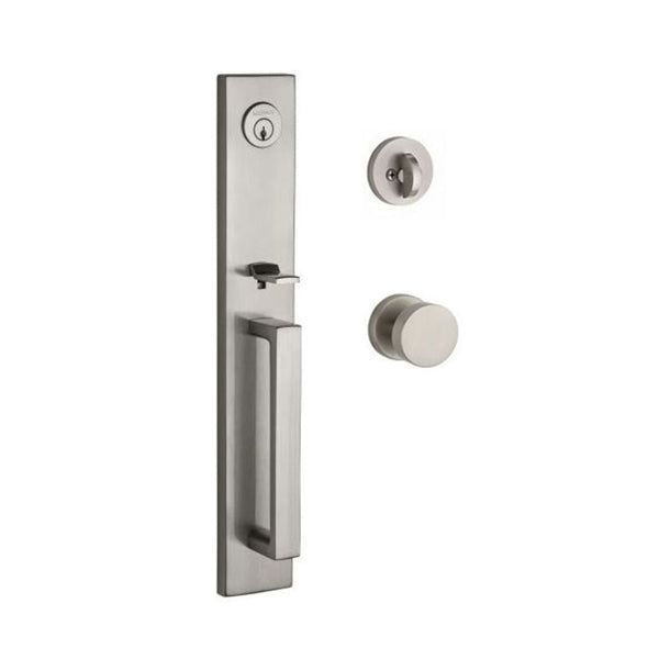 Baldwin Reserve- Santa Cruz Contemporary Round Rose Handle set - Singl Cyl - 150 - Satin Nickel - Grade 2 - UHS Hardware