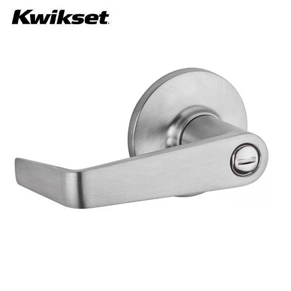 Kwikset - 408CNL - Carson Lever - Round Rose - Privacy - 26D - Satin Chrome - Grade 3 - UHS Hardware