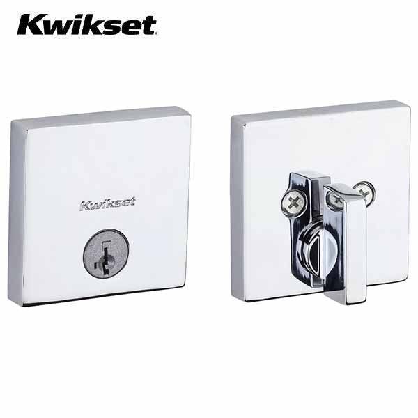 Kwikset - 258 - Downtown Deadbolt - Square Rose - 26 - Polished Chrome - Entrance - SmartKey Technology - Grade 1 - UHS Hardware