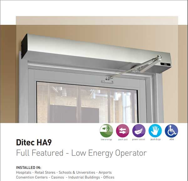 Ditec - HA9 - Full Feature Door Operator - PULL Arm - Non Handed - Clear Coat (39" to 51") For Single Doors - UHS Hardware