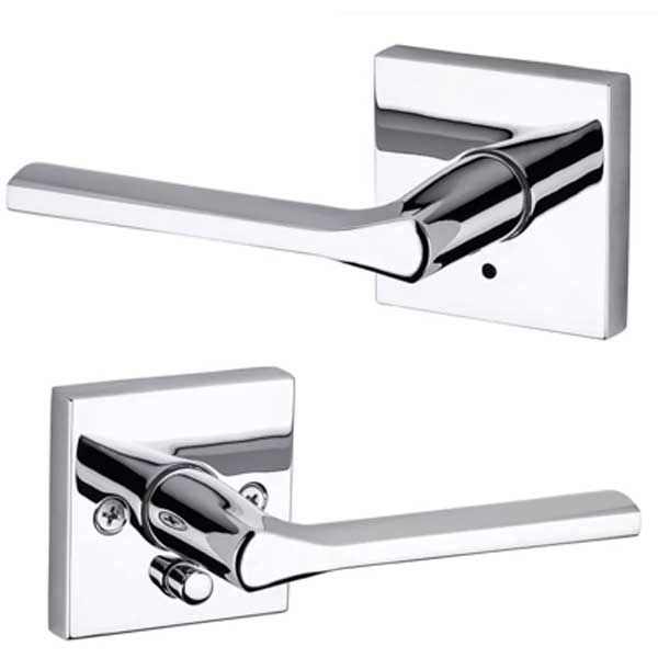 Kwikset - 155LSL - Lisbon Privacy Lever - Square Rose - 26 - Polished Chrome - Grade 2 - UHS Hardware