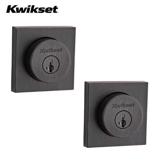 Kwikset - 159 - Halifax Double Cylinder Deadbolt - Square Rose - 11P - Venetian Bronze - SmartKey Technology - Grade 2 - UHS Hardware