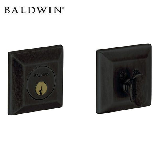 Baldwin Estate - Squared Deadbolt Set - Single Cylinder - 190 - Satin Black - Grade 1 - UHS Hardware