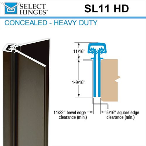 Select Hinges - 11 - 83" - Concealed Hinge - Dark Bronze - Heavy Duty - UHS Hardware