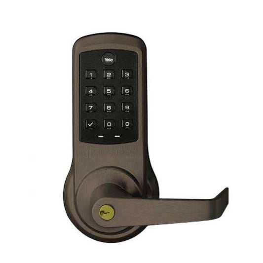 Yale - ﻿NexTouch - Commercial Electronic Keypad Lever Lock - Augusta Lever - Pushbutton w/ Key Override - 2-3/4" Backset - YALE Keyway - Dark Bronze - Grade 1 - UHS Hardware