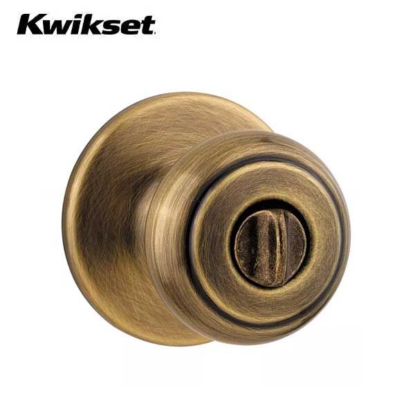 Kwikset - 300CV - Cove Knob - Round Rose - Privacy - 5 - Antique Brass - Grade 3 - UHS Hardware