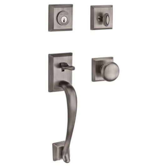 Baldwin Reserve - Napa Knob Handleset - Singl Cyl - Traditional Square Rose - 152 - Matte Antique Nickel - Grade 2 - UHS Hardware