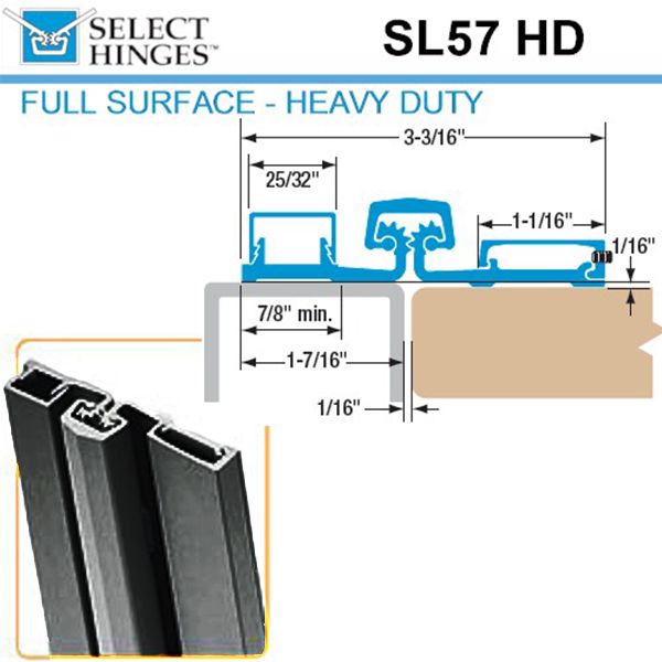 Select Hinges - 57 - 83" - Full Surface Hinge - Dark Bronze - Heavy Duty - UHS Hardware