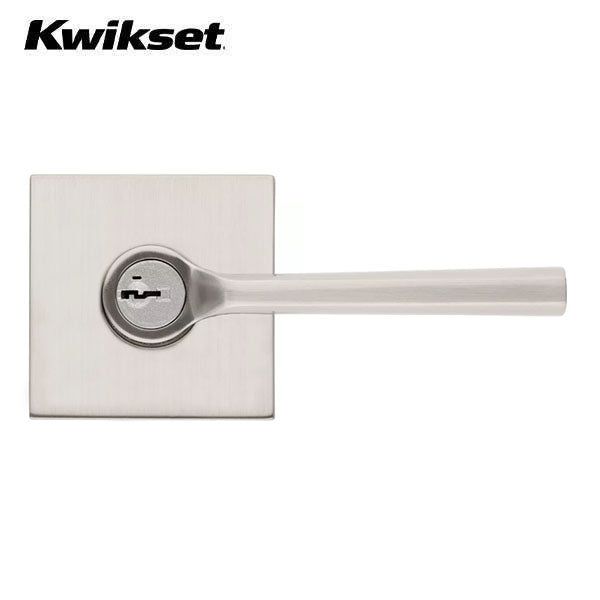 Kwikset - 156 - Lisbon Lever - Square Rose - 15 - Satin Nickel - Entrance - SmartKey Technology - Grade 2 - UHS Hardware