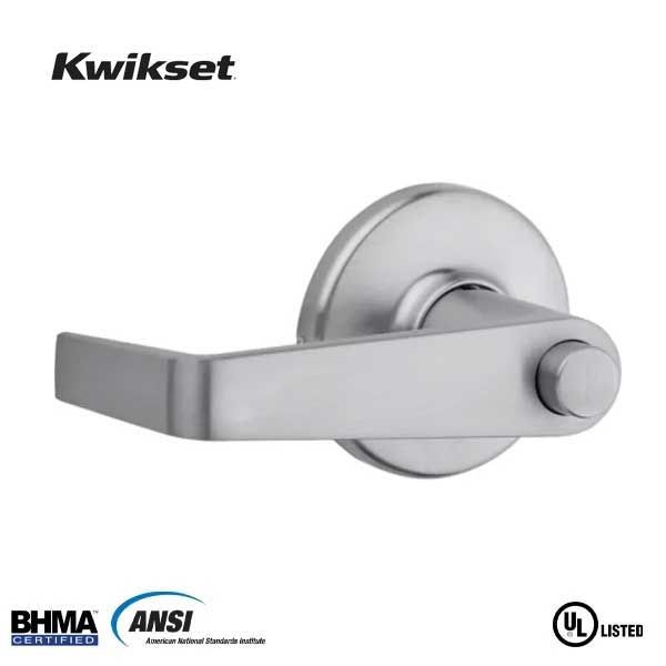 Kwikset - 733 - Kingston Push Button Commercial Lever - Privacy - 26D - Satin Chrome - Grade 2 - UHS Hardware