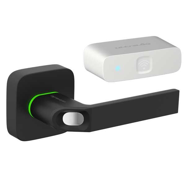 Ultraloq - Electronic Smart Lever Set w/ WiFi Bridge - Finger Print Reader - Bluetooth - Prox Key Fob Access - Black - UHS Hardware