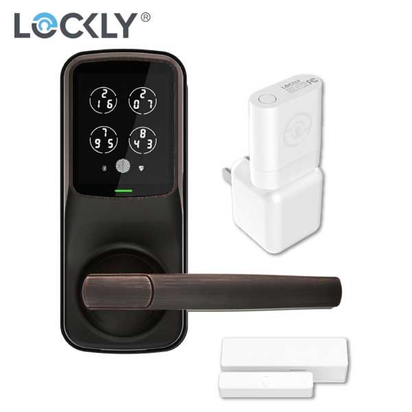 Lockly - PGD628WVB - Secure PRO Biometric Electronic Lever Latch - Fingerprint Reader - Bluetooth - WiFi Hub - Venetian Bronze - UHS Hardware