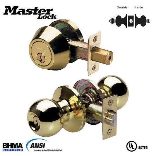 Master Lock - BACCON0603 - Combo Lockset - Ball Style Knob - Single Cylinder Deadbolt - Polished Brass - Entrance - KW1 - Grade 3 - UHS Hardware