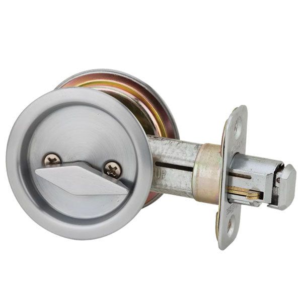 Kwikset - 93350 - Round Pocket Door Lock - Privacy - 26D - Satin Chrome - UHS Hardware