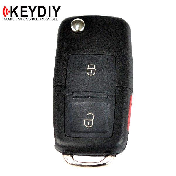 KEYDIY - VW Style - 3-Button Flip Key Blank - Black  (KD-B01-2+1) - UHS Hardware