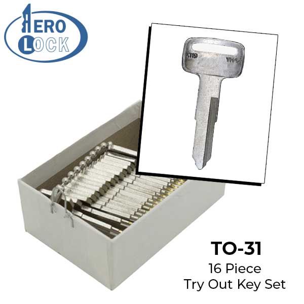 AeroLock - TO-31 - Yamaha/Suzuki 1981+ - All Locks Try-Out Key Set - YH47 - 16 Keys - UHS Hardware