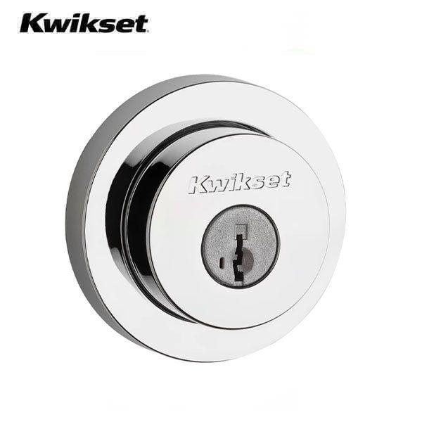 Kwikset -158 - Milan Single Cylinder Deadbolt - Round Rose - 26 - Polished Chrome - SmartKey Technology - Grade 2 - UHS Hardware