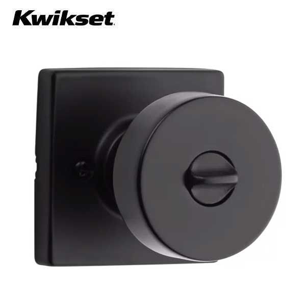 Kwikset - 740PSK - Pismo Knob  - Square Rose - Entrance - 514 - Matte Black - SmartKey Technology - Grade 3 - UHS Hardware