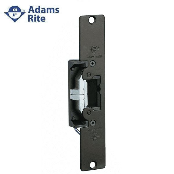 Adams Rite - 7410 - Electric Strike for Adams Rite or Deadlatches or Cylindrical Locks - 1/2" to 5/8" Latchbolt  - Dark Bronze Anodized - Fail Safe/Fail Secure - 1-7/16" x 7-15/16" - Flat Radius Plate - 12/24 VDC - UHS Hardware