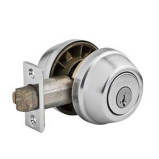 Kwikset - 598 - Gatelatch Deadbolt - Single Cylinder - Round Rose - 26D - Satin Chrome - Smart Key Technology - Grade 2 - UHS Hardware