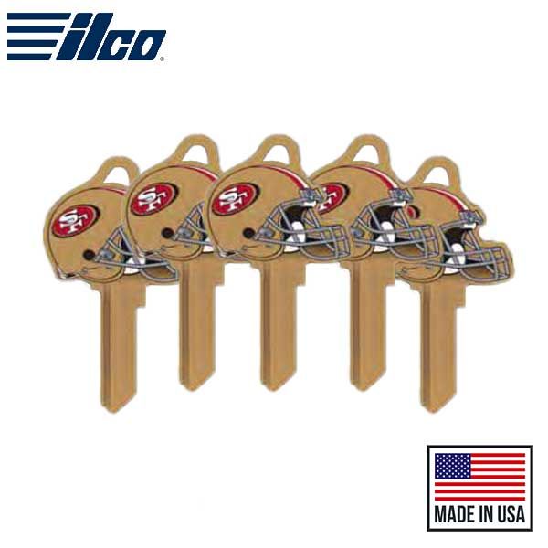 ILCO - NFL TeamKeys - Helmet Edition - Key Blank - San Francisco 49ers - KW1 (5 Pack) - UHS Hardware