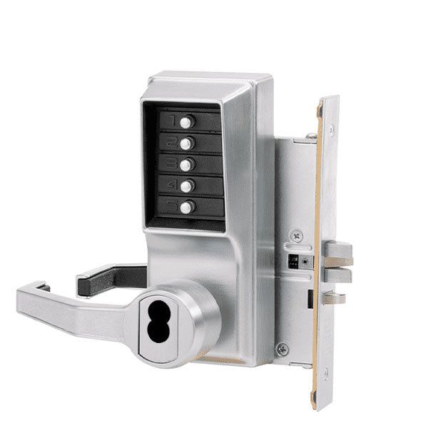 Simplex - L8146B - Mechanical Pushbutton Mortise Lever Set - Combination/Passage/Lockout - SFIC - 2¾" Backset - Satin Chrome - LH - UHS Hardware