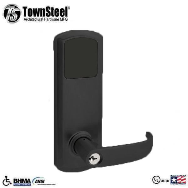 TownSteel - E-Genius 5000 - Interconnected Electronic Touch Keypad Lock - Entry - Bluetooth & RFID - 4" - On Center - Right Handed - Flat Black - Grade 1 - UHS Hardware