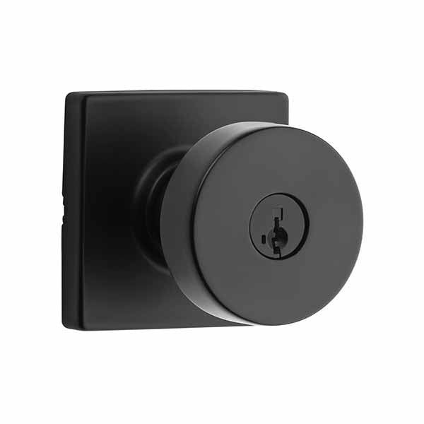 Kwikset - 740 - Pismo Knob - Square Rose - 514 - Matte Black - Entrance - SC1 Schlage - SmartKey Technology - Grade AAA - UHS Hardware