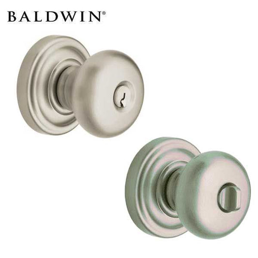 Baldwin Estate - 5205 Classic Knob - 5048 Circle Rose - 150 - Satin Nickel - Entrance - Grade 2 - UHS Hardware