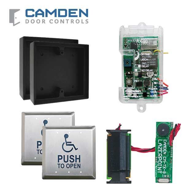 Camden - RFL454-LPA - Wireless Switch Kit w/ Advanced Receiver - Surface Shallow Box - Push Plate Switch & Wall Switch Transmitter - UHS Hardware