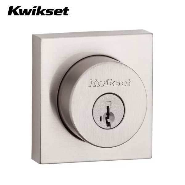 Kwikset - 158 - Halifax Single Cylinder Deadbolt - Square Rose - 15 - Satin Nickel - SmartKey Technology - Grade 2 - UHS Hardware