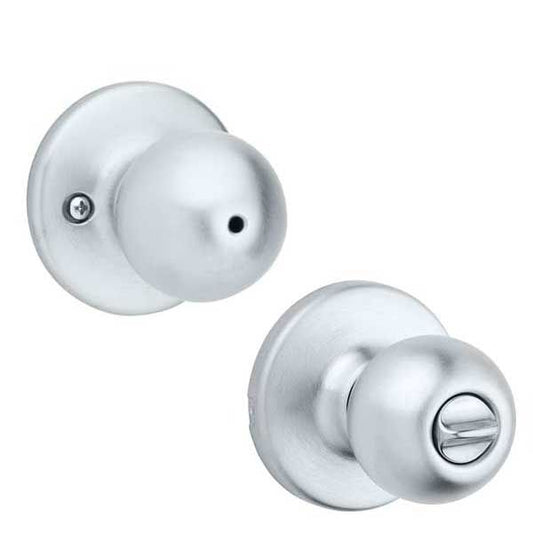 Kwikset - 300P - Polo Knob - Round Rose - Privacy - 26D - Satin Chrome - Grade 3 - UHS Hardware