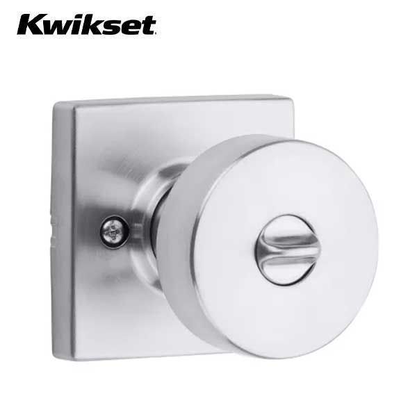 Kwikset - 740PSK - Pismo Knob  - Square Rose - Entrance - 26D - Satin Chrome - SmartKey Technology - Grade 3 - UHS Hardware