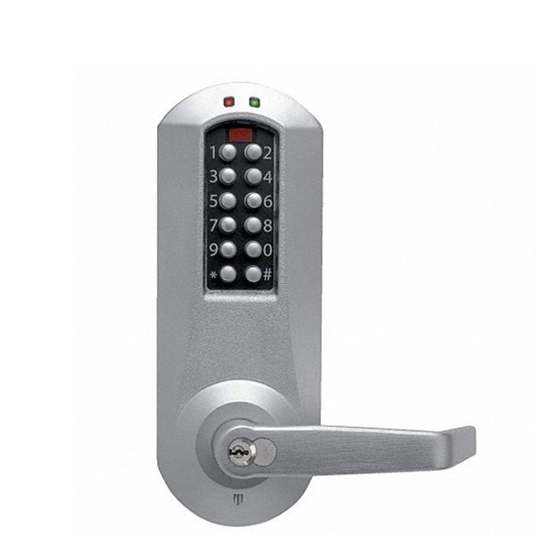 E-Plex - E5010XS - Electronic Pushbutton Exit Trim Lever Lock - Schlage 'C' - Satin Chrome - Grade 1 - UHS Hardware