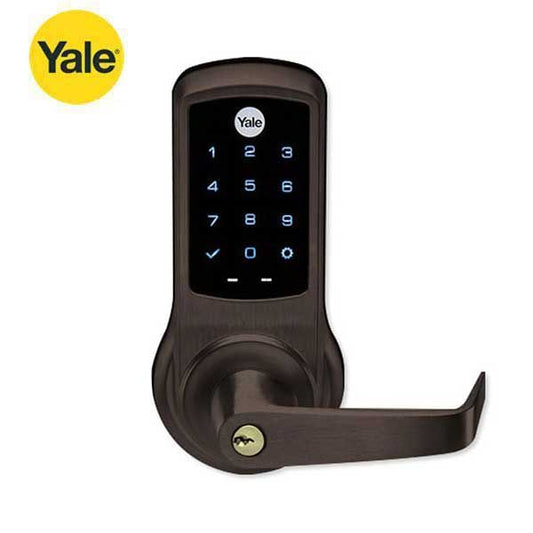 YALE-AUNTB620-NR-613E-2803-53L - Commercial Electronic Keypad Lever Lock - Augusta Lever - Touchscreen - Key Override - No Radio - Dark Bronze - Schlage "C" Keyway - 6 Pin - Grade 1 - UHS Hardware