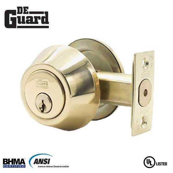 Premium Single Cylinder Deadbolt - Polished Brass - Grade 3 - ( SC1 / KW1 ) - UHS Hardware