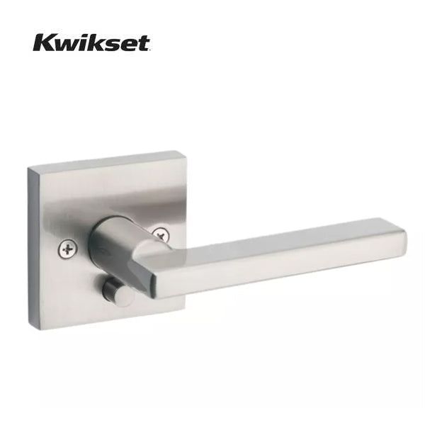 Kwikset - 155HFL - Halifax Privacy Lever - Square Rose - 15 -  Satin Nickel -  Grade 2 - UHS Hardware